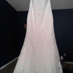 Oleg Cassini Strapless Lace Trumpet Dress CRL277 - Ivory - New with Tags